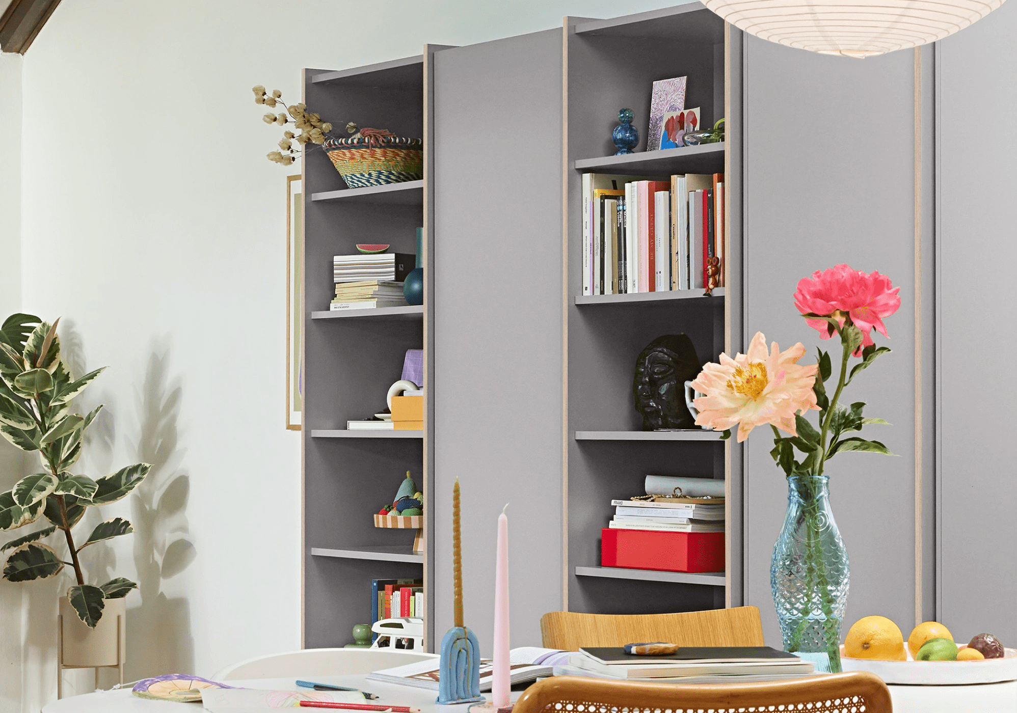 Wardrobe in Grey with Internal Drawers and Rail 3