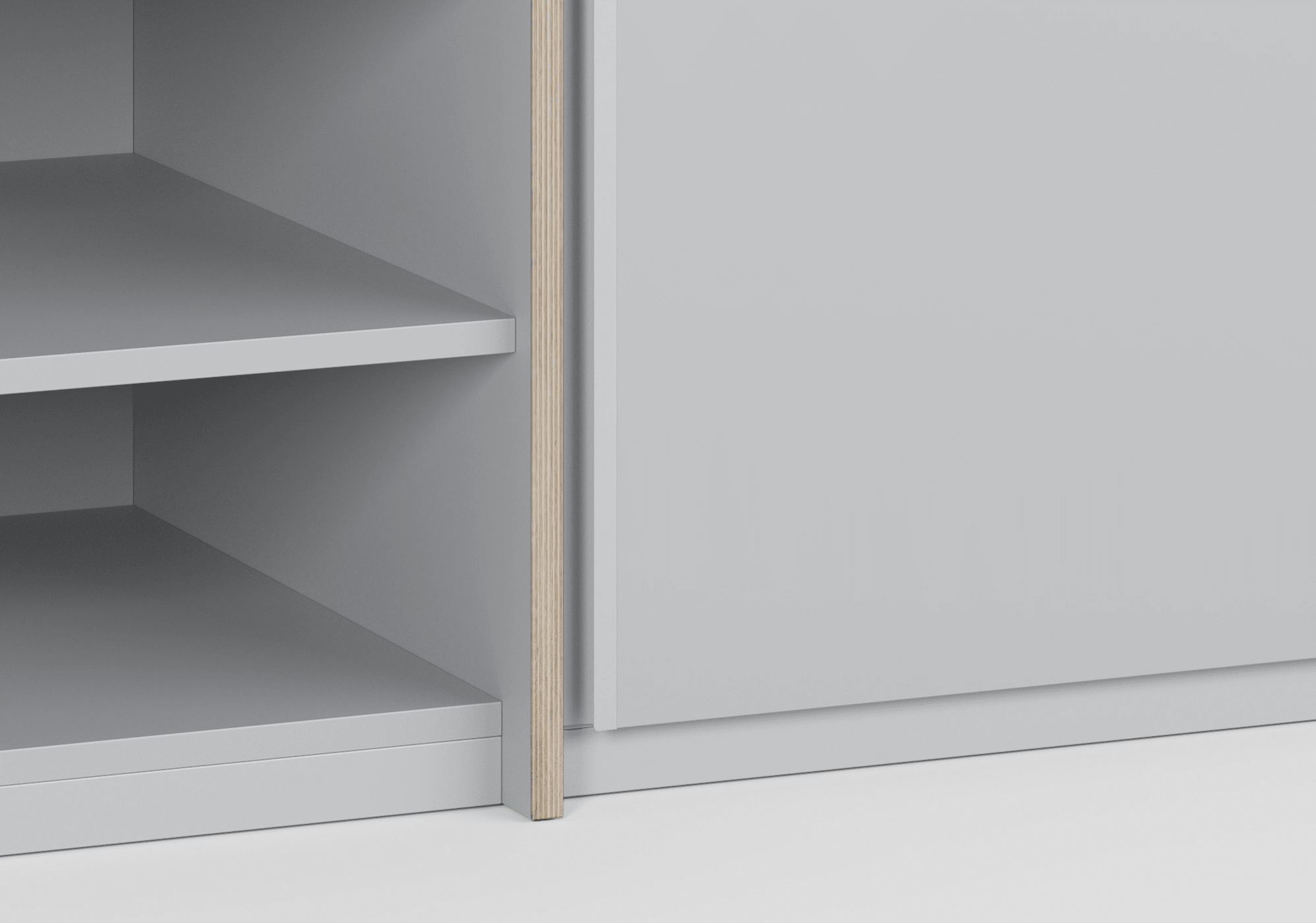 Hög Bred Grå Plywood 5 dörr Garderob med Invändiga Lådor och Skena - 342x237x42cm 4
