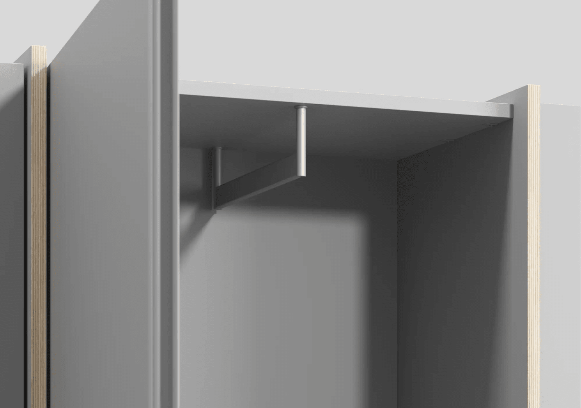 Wardrobe in Grey with Internal Drawers and Rail 5