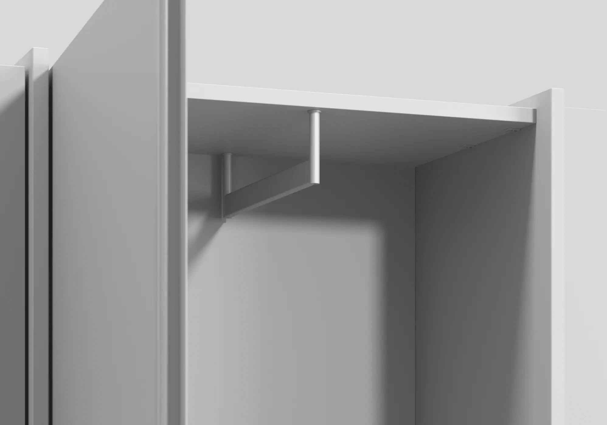 Wysoka Wąska z 3 drzwiami szafa szary z szufladami wewnętrznymi oraz drążkiem - 158x237x42cm 5
