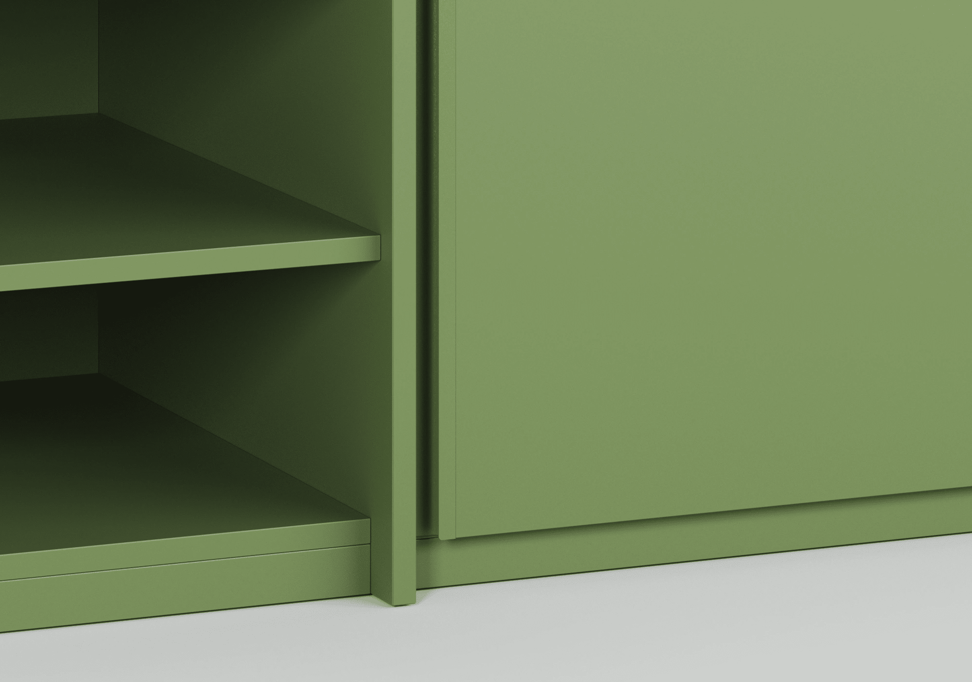 Hög Bred Grön 4 dörr Garderob med Invändiga Lådor och Skena - 339x237x42cm 4