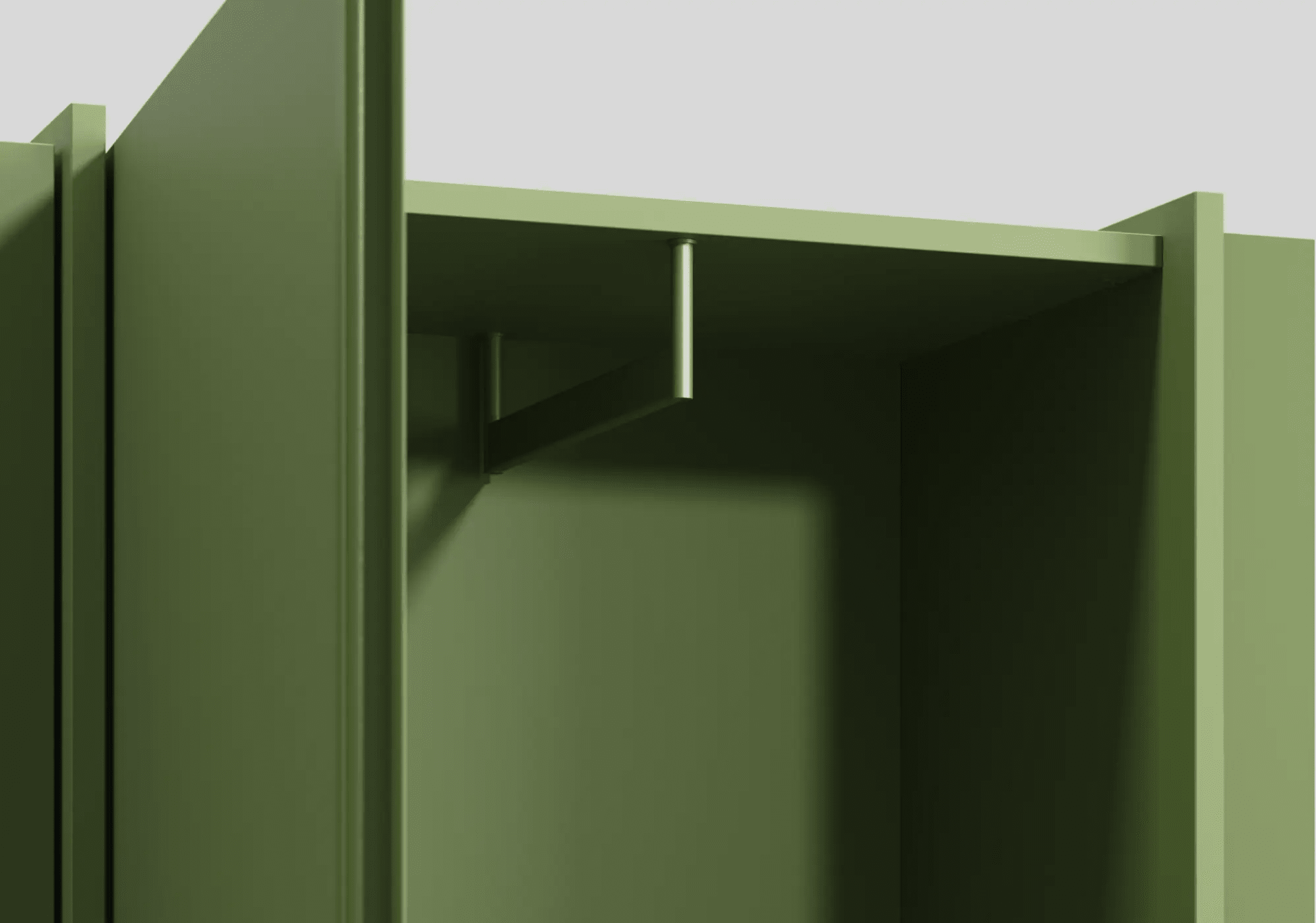 Wardrobe in Green with Internal Drawers and Rail 5