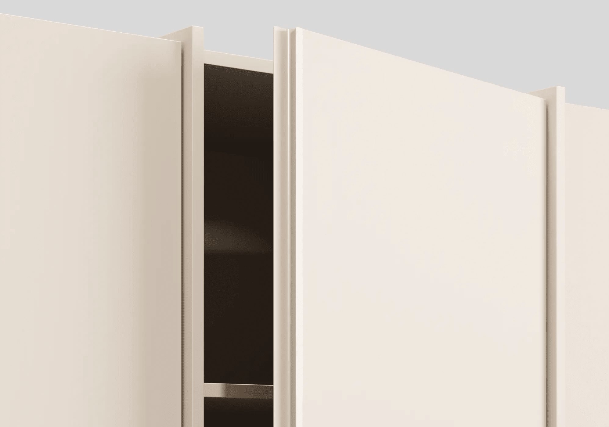 Wysoka Szeroka z 3 drzwiami szafa beżowa z szufladami wewnętrznymi oraz drążkiem - 240x237x42cm 7