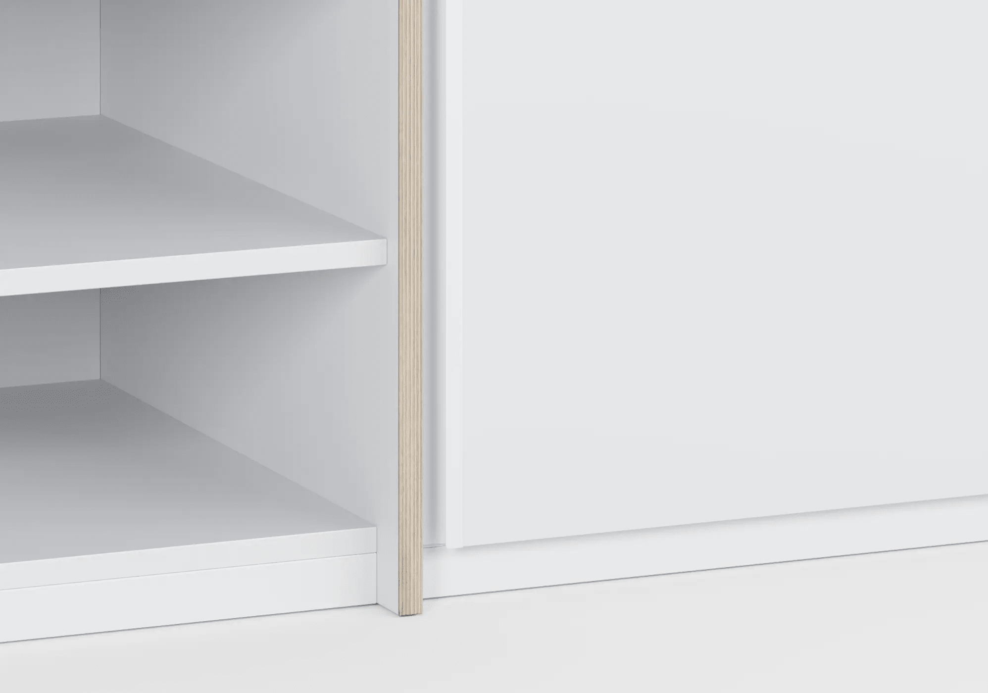 Smal Vit Plywood 3 dörr Garderob med Invändiga Lådor och Skena - 190x197x42cm 4