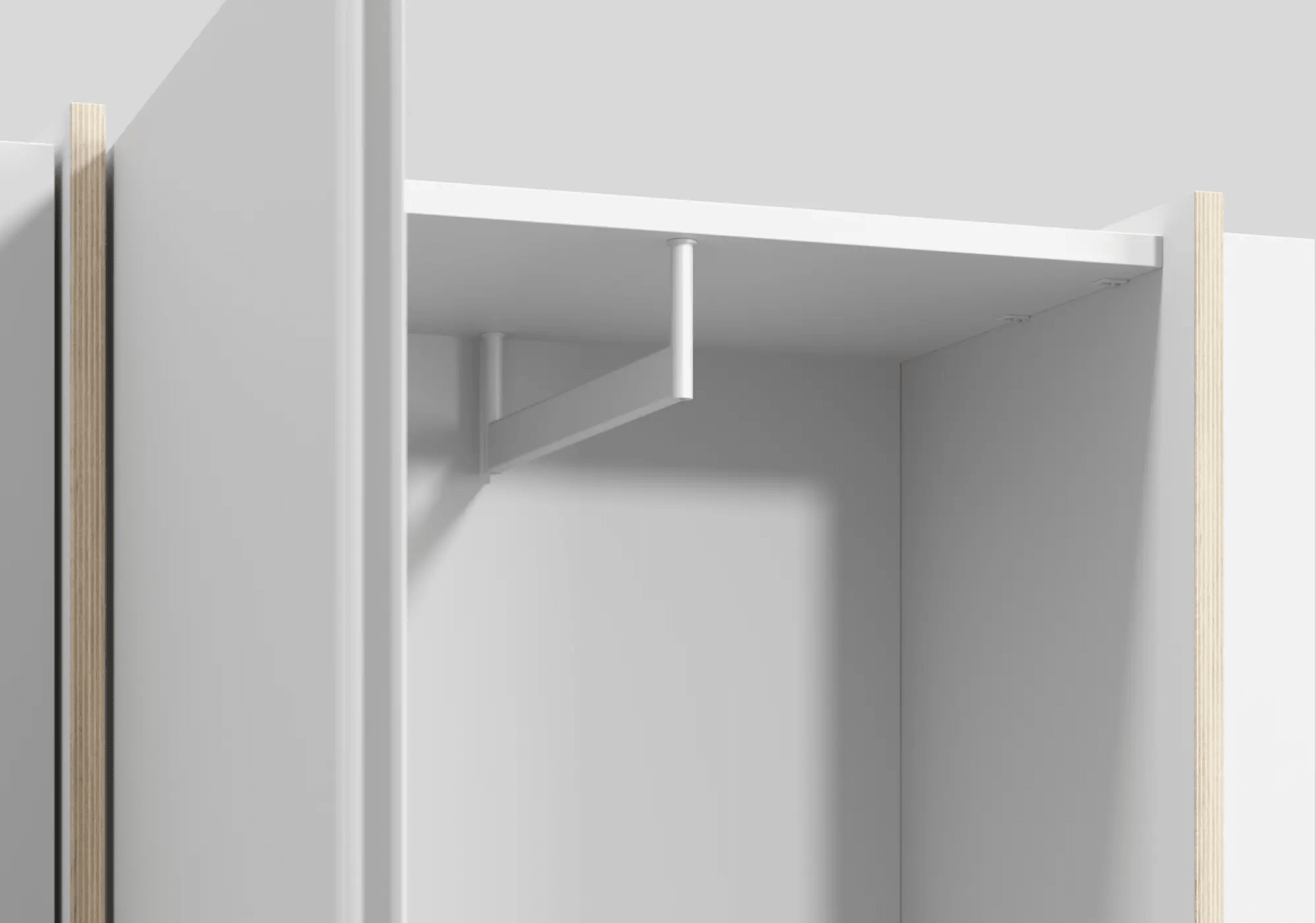 Wardrobe in White with Internal Drawers and Rail 5