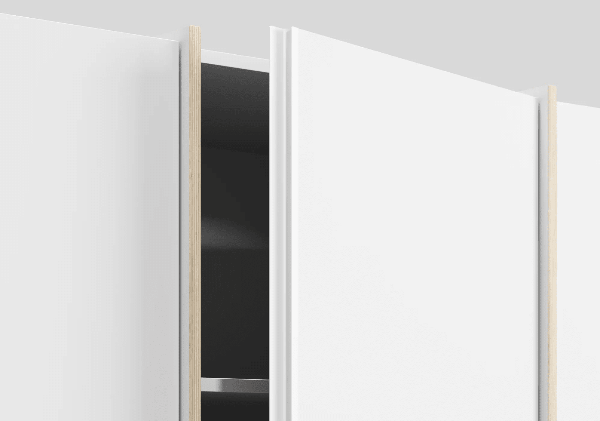Smal Vit Plywood 3 dörr Garderob med Invändiga Lådor och Skena - 190x197x42cm 7