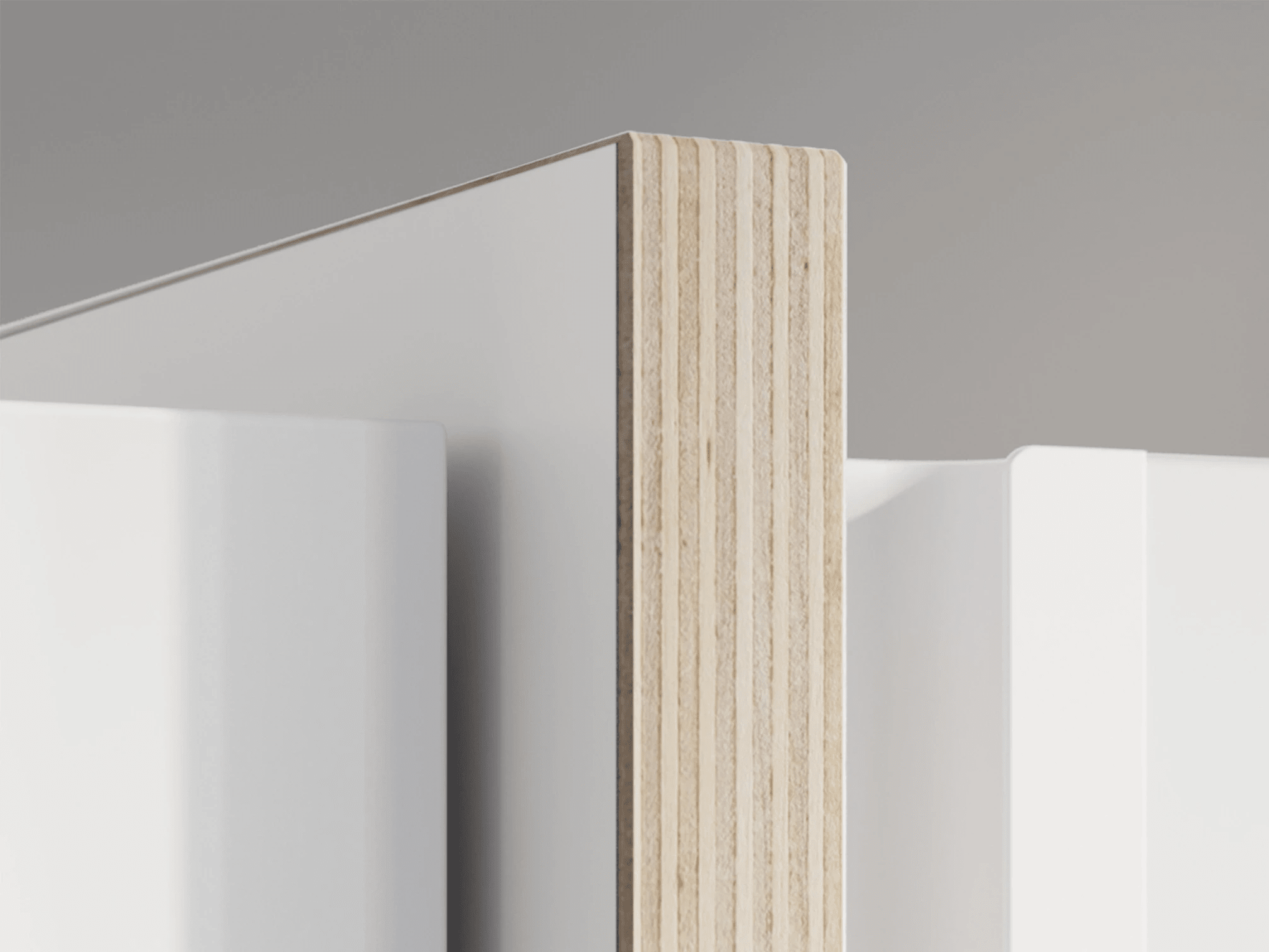 Wide White Plywood 4 door Wardrobe - 264x197x42cm 8