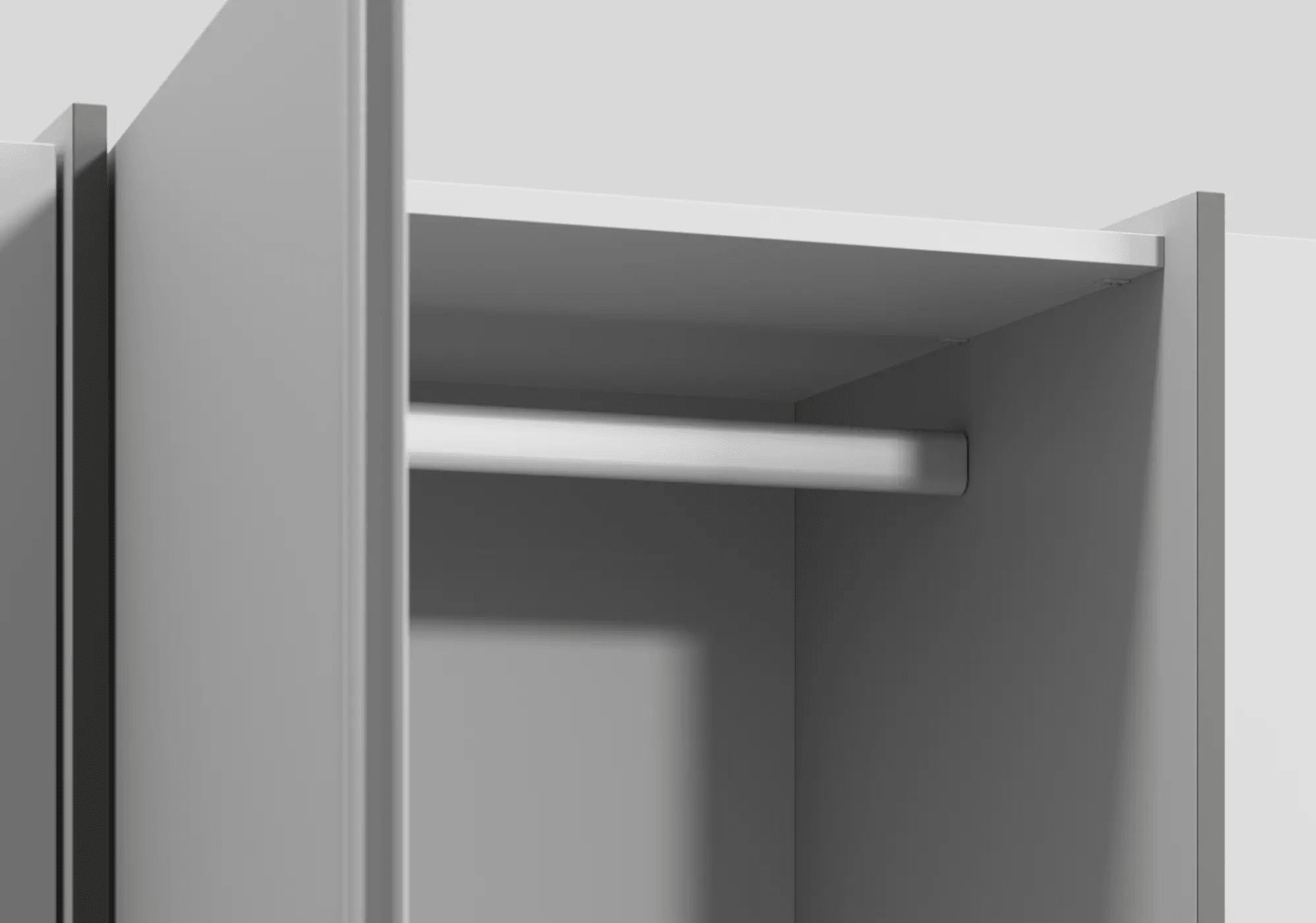 Wardrobe in Grey with External Drawers and Rail 5