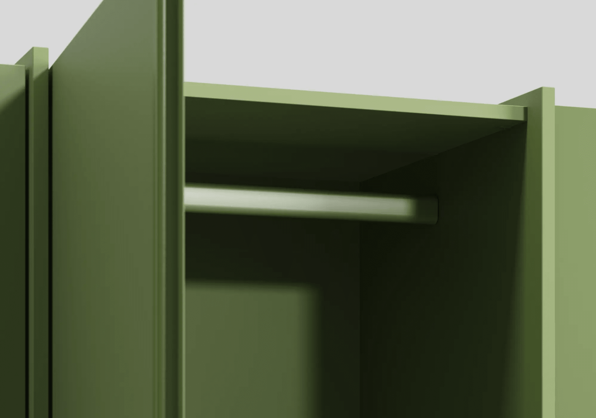 Kleiderschrank in Grün mit Innenschubladen und Kleiderstange 5