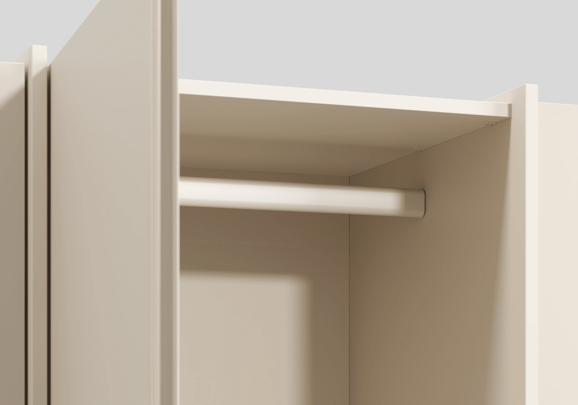 Wardrobe in Beige with Internal Drawers and Rail 5