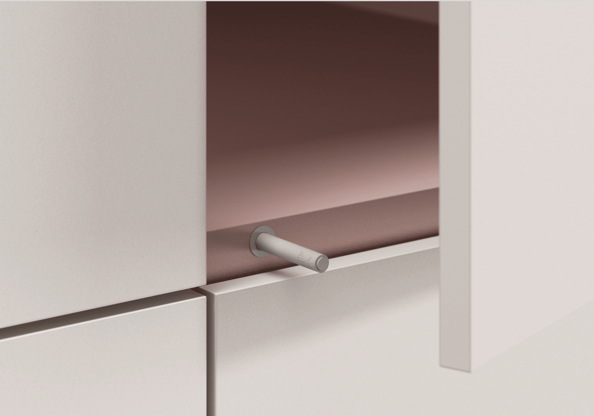 Hög Bred Cashmere Beige + Antique Pink 5 dörr Garderob med Interna och Externa Lådor och Skena - 210x238x53cm 8