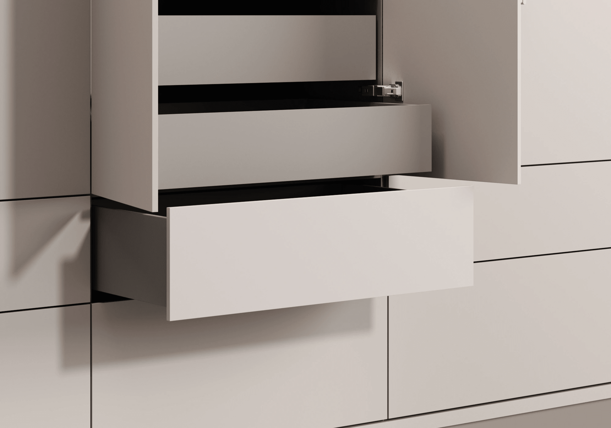 Wardrobe in Cashmere and Gray with Internal and External Drawers 6