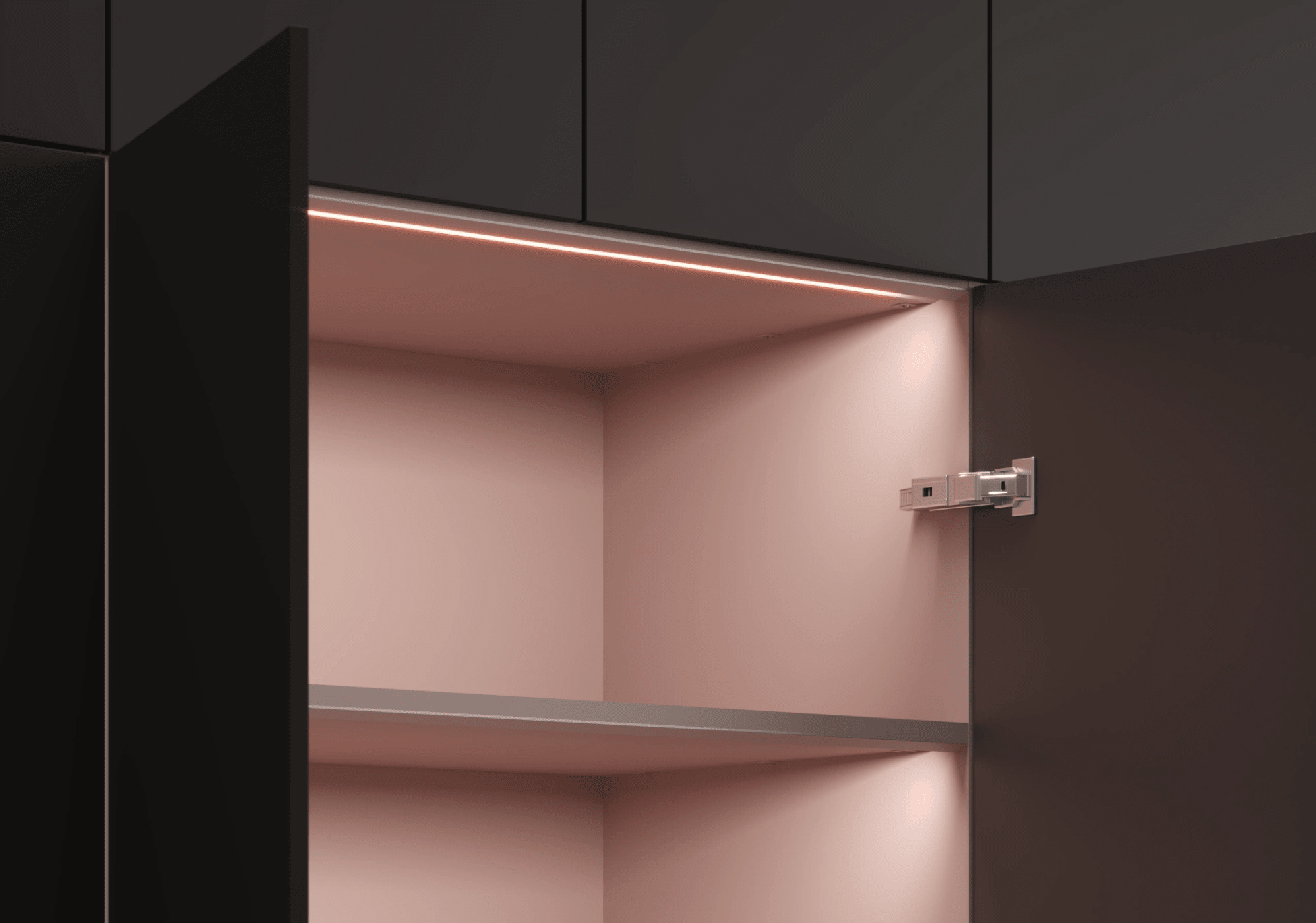 Wardrobe in Graphite and Pink with Internal Drawers and Rail 5