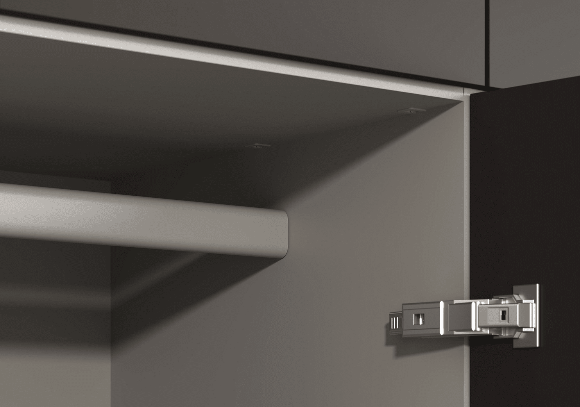 Wardrobe in Graphite and Gray with External Drawers and Rail 7