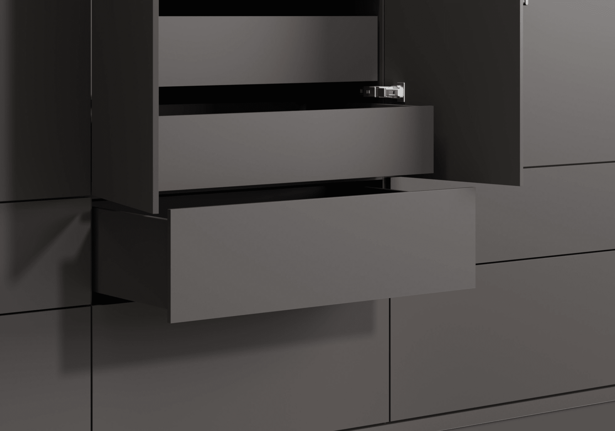 Wardrobe in Graphite with Internal and External Drawers 6