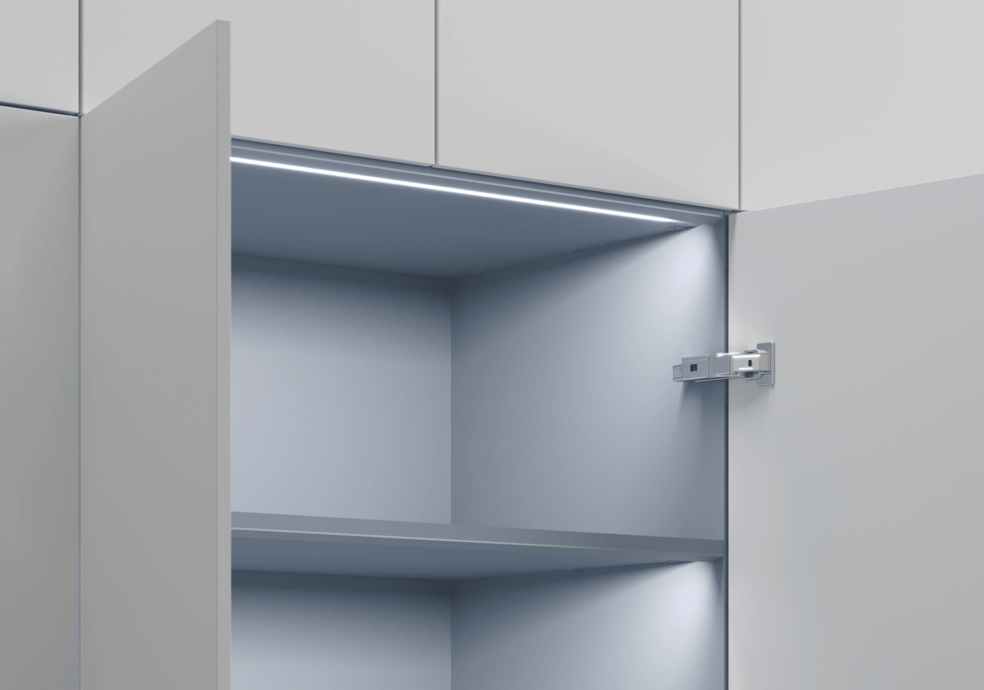 Wardrobe in White and Blue with Internal and External Drawers 5