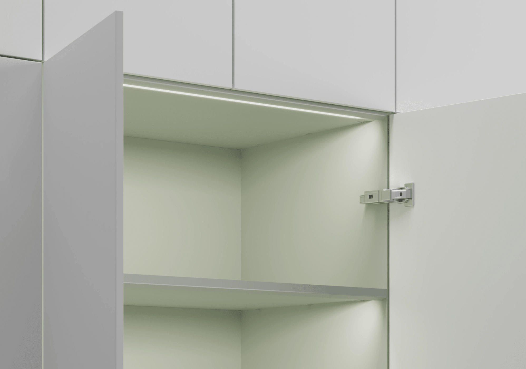 Wardrobe in White and Green with Internal and External Drawers 5