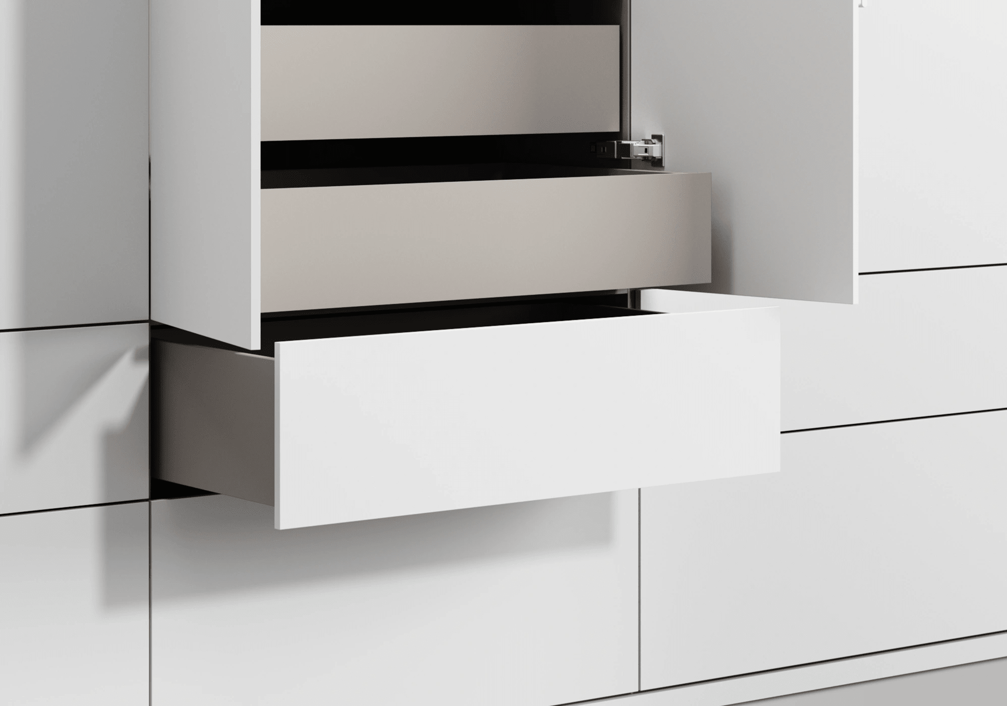 Wardrobe in White and Gray with Internal and External Drawers 6