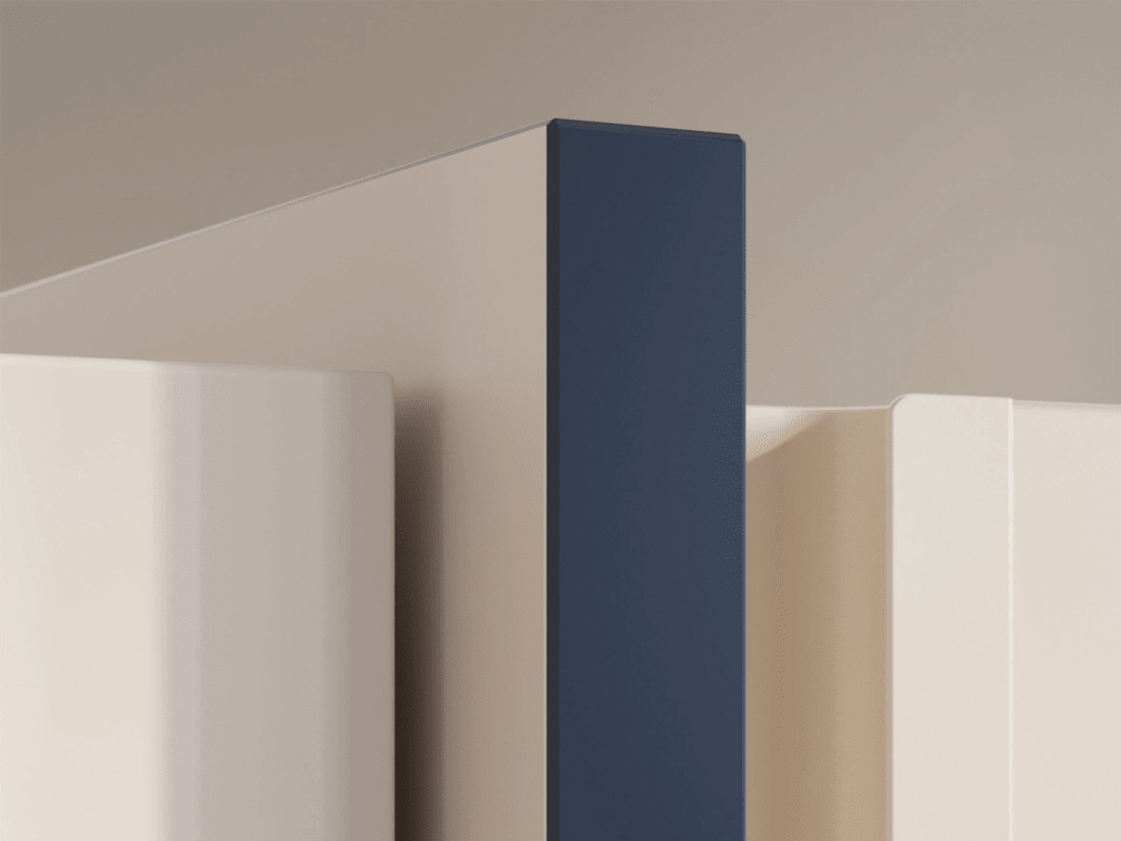 Hög Bred Sand + Mörkblå Garderob med Externa Lådor och Skena - 206x237x60cm 8