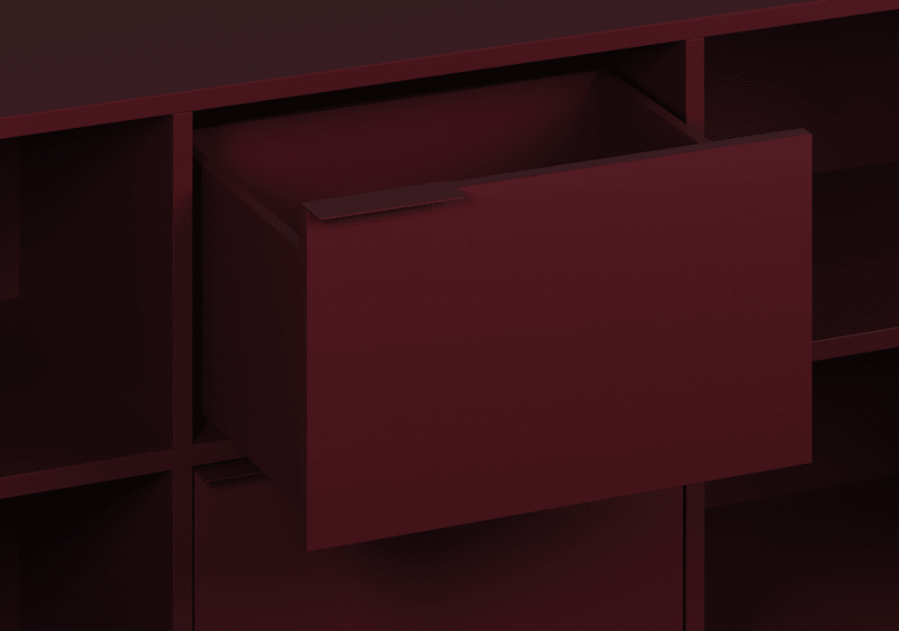 Large Burgundy Red Sideboard with Doors, Drawers and Legs - 265x113x40cm 5