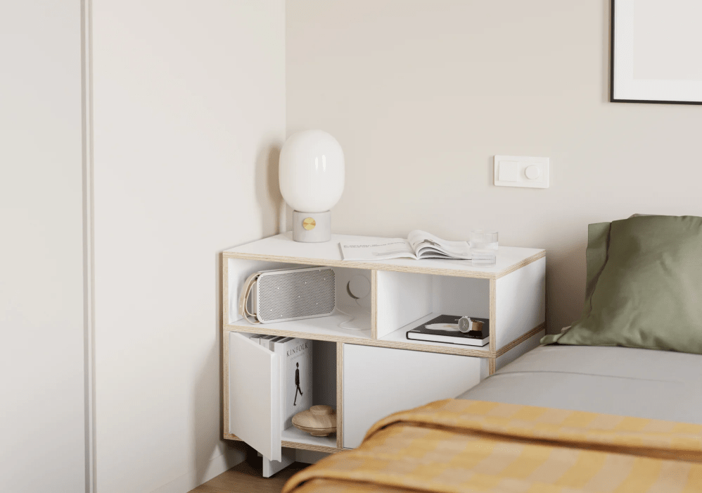 Bedside Table White Plywood