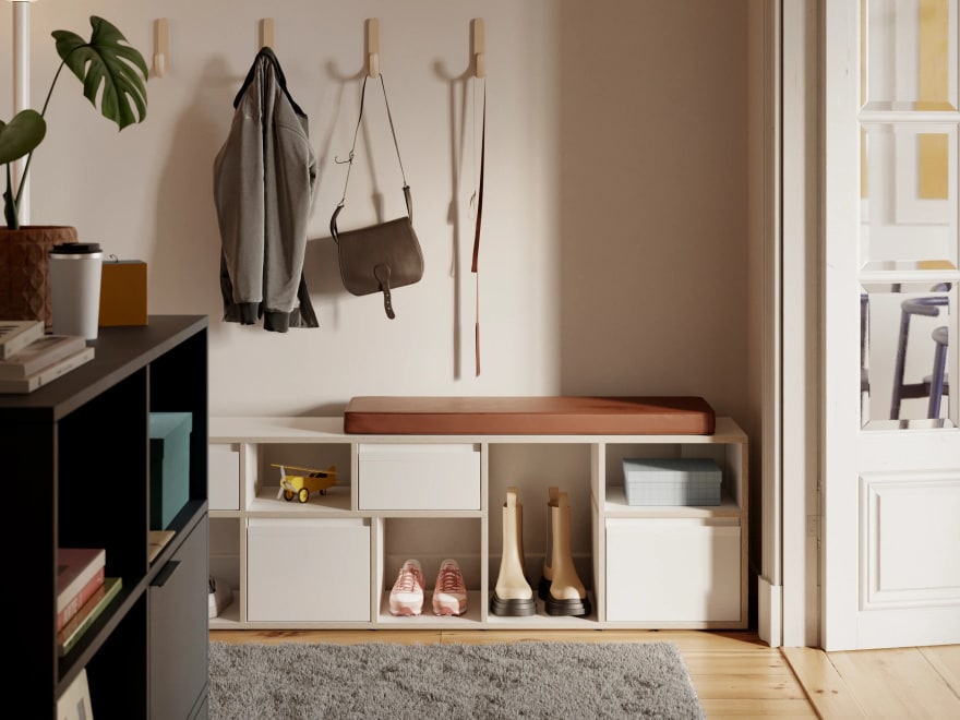 Petit Meuble À Chaussures en Panneau Contreplaqué Rose Poudré avec