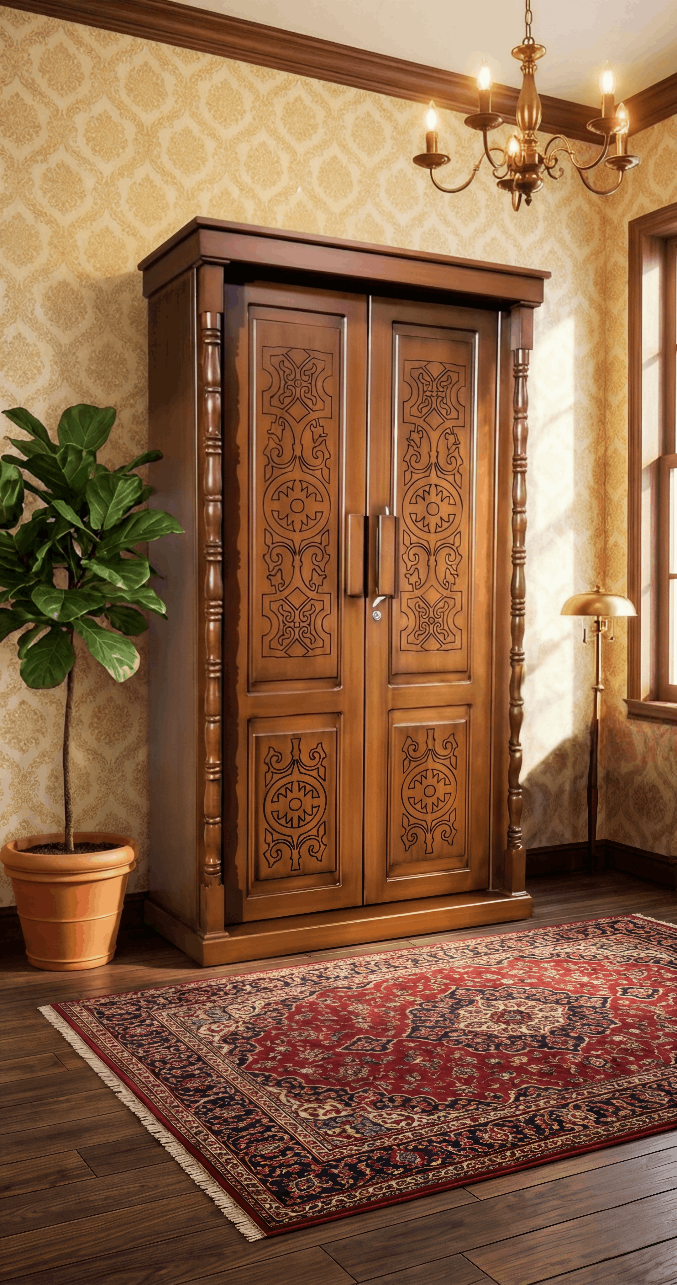 Teakwood Carved Armoire