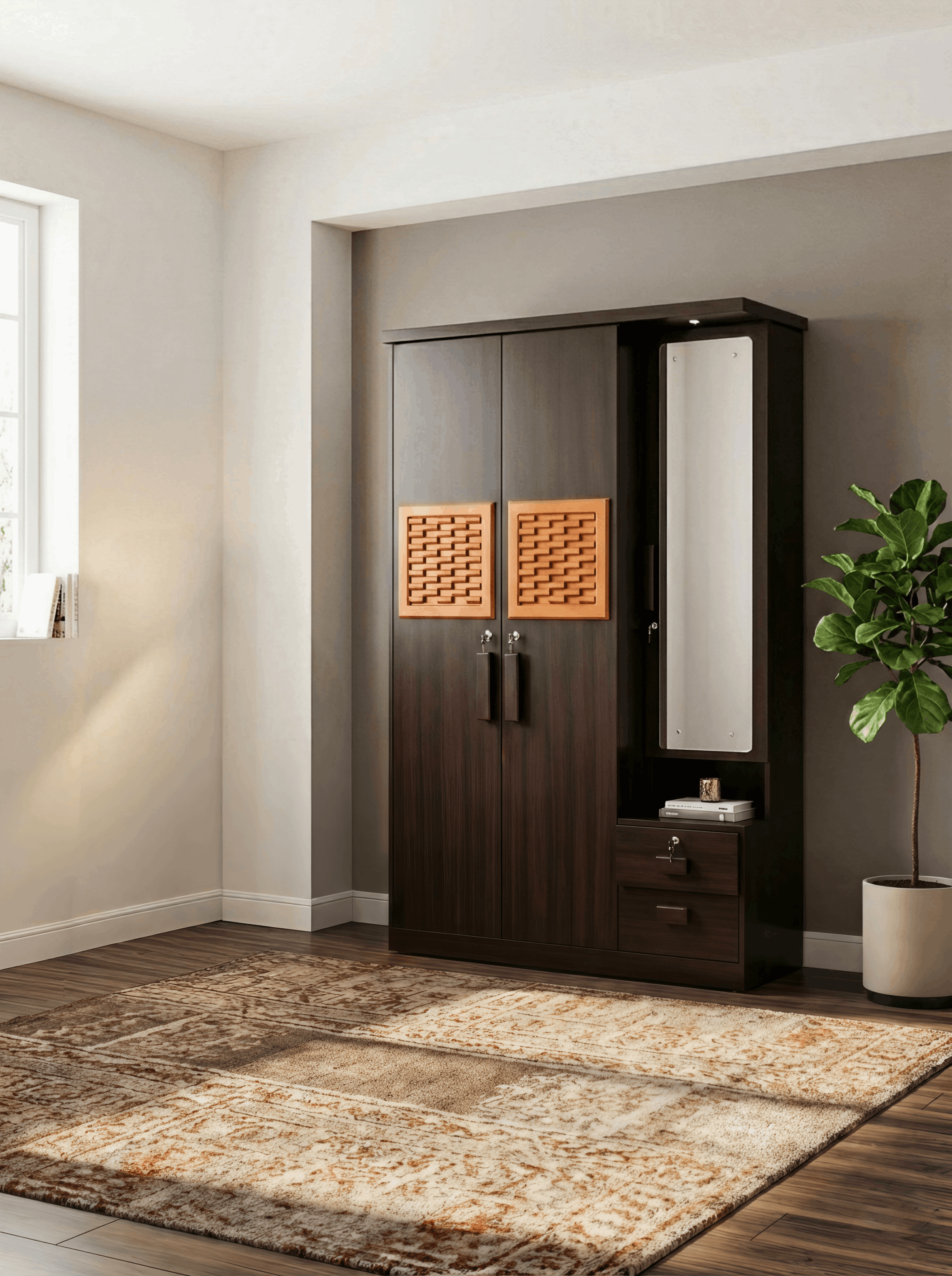 Modern Wardrobe with Dresser Mirror