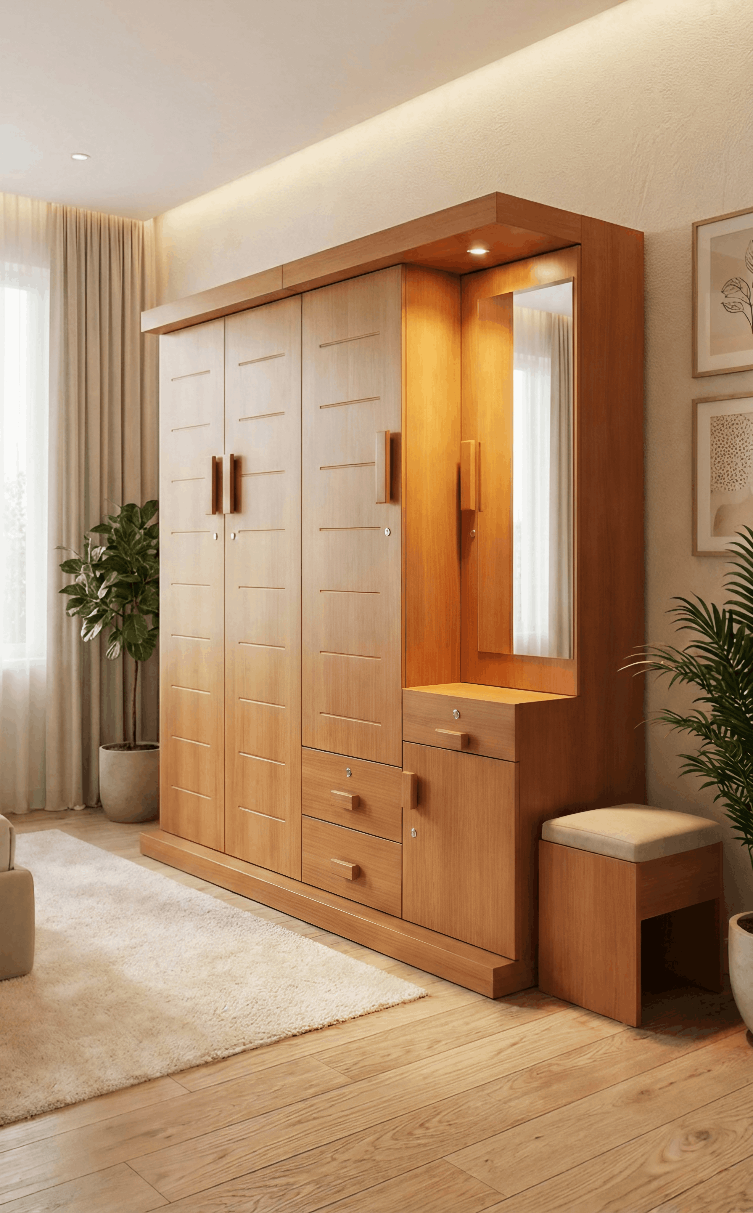 Complete Wardrobe with Dresser & Vanity Mirror