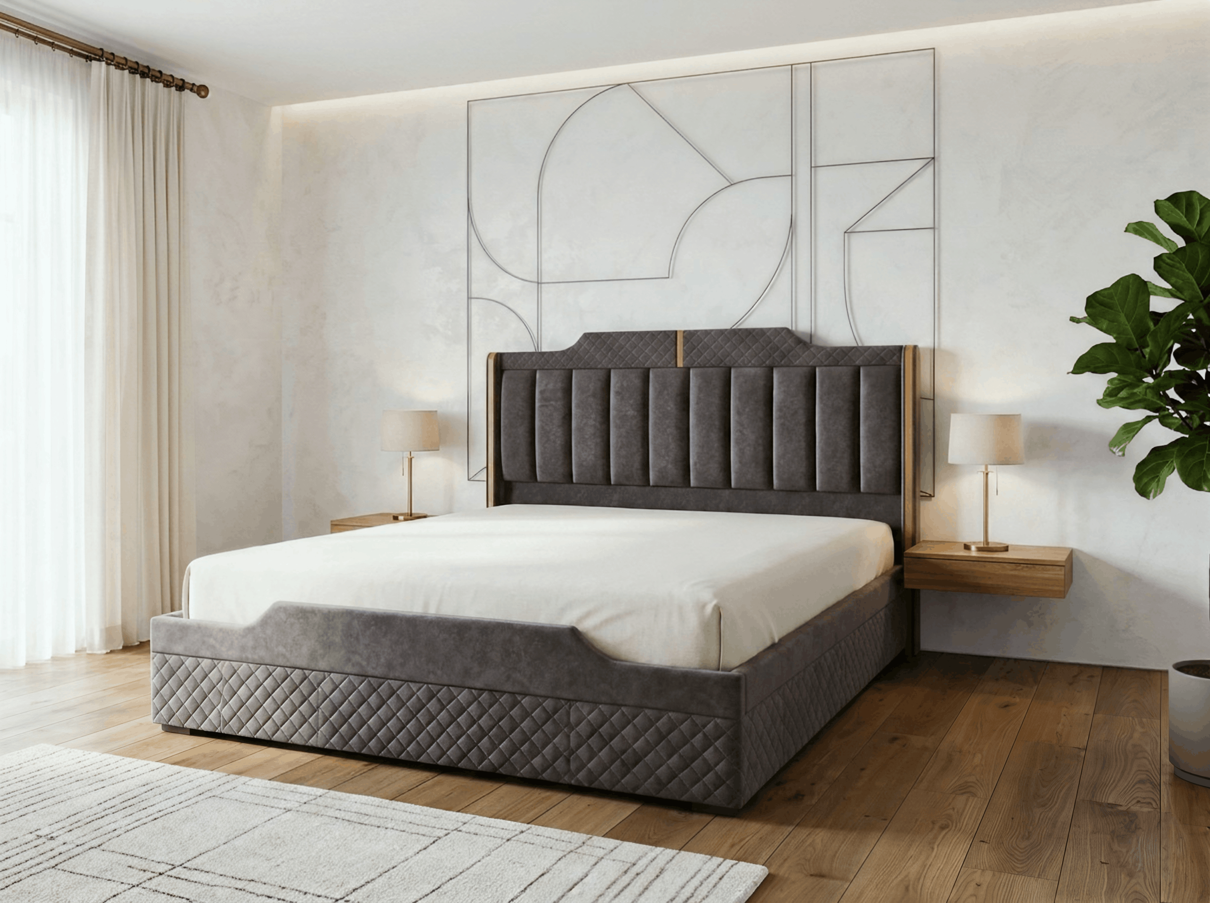 Luxe Wingback Channel-Tufted Bed