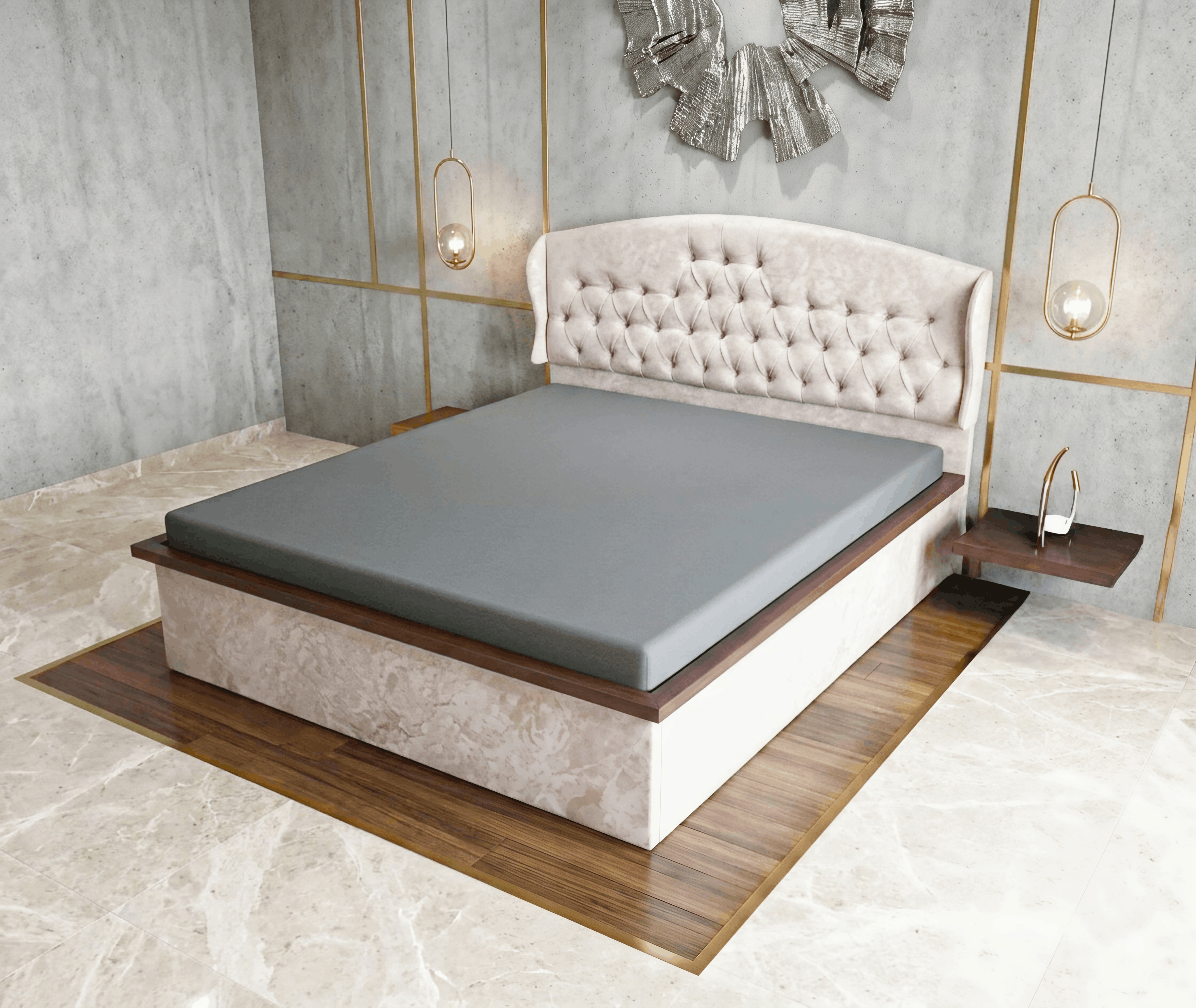 Wingback Chesterfield Tufted Bed