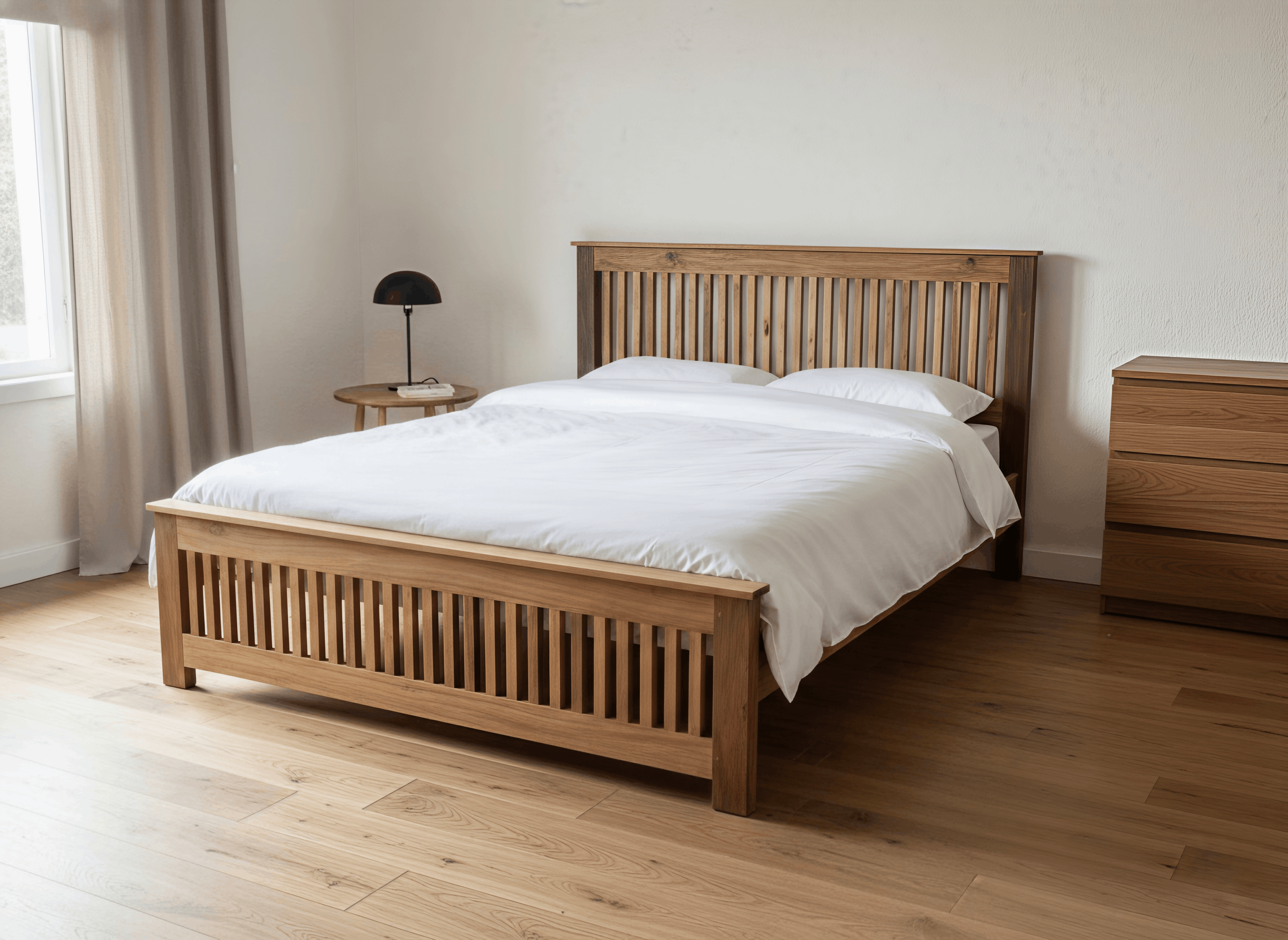 Classic Slatted Oak Bed