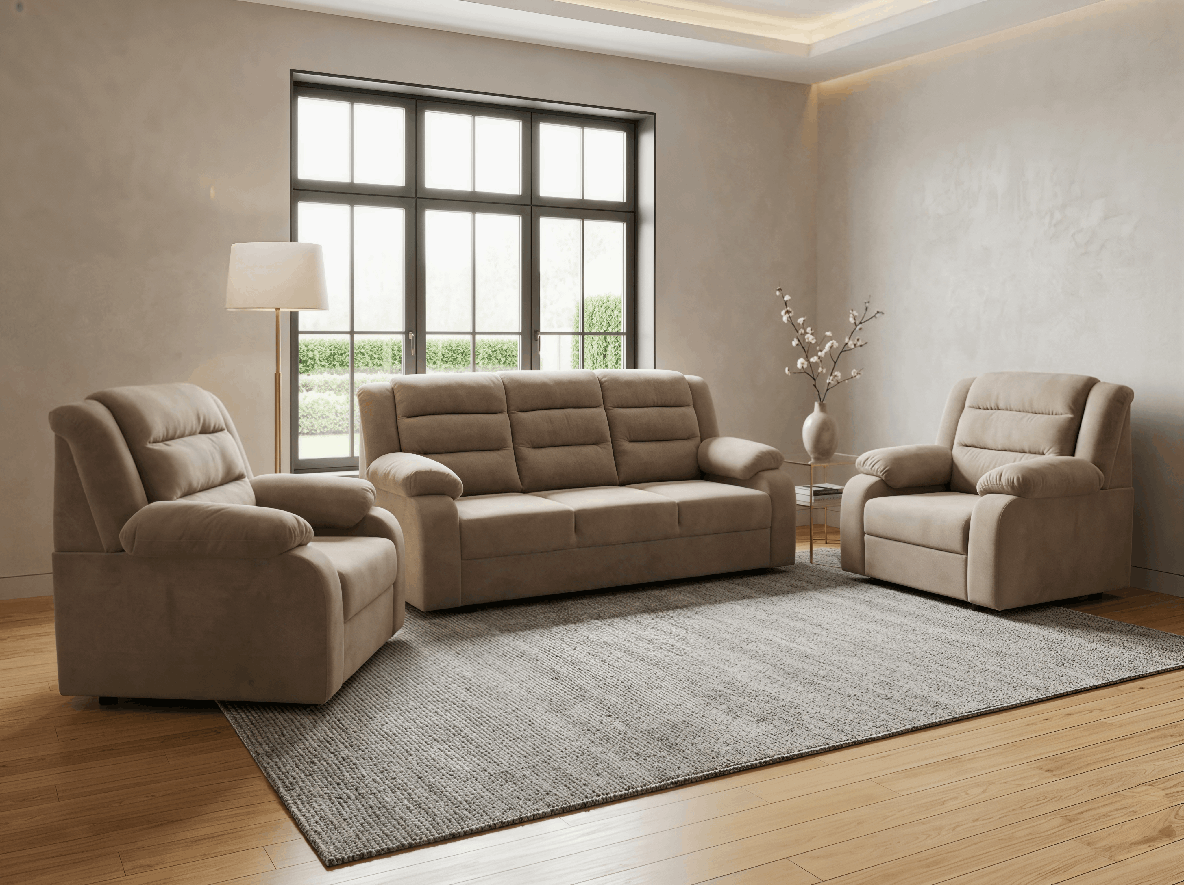Plush Channel-Back Recliner Sofa