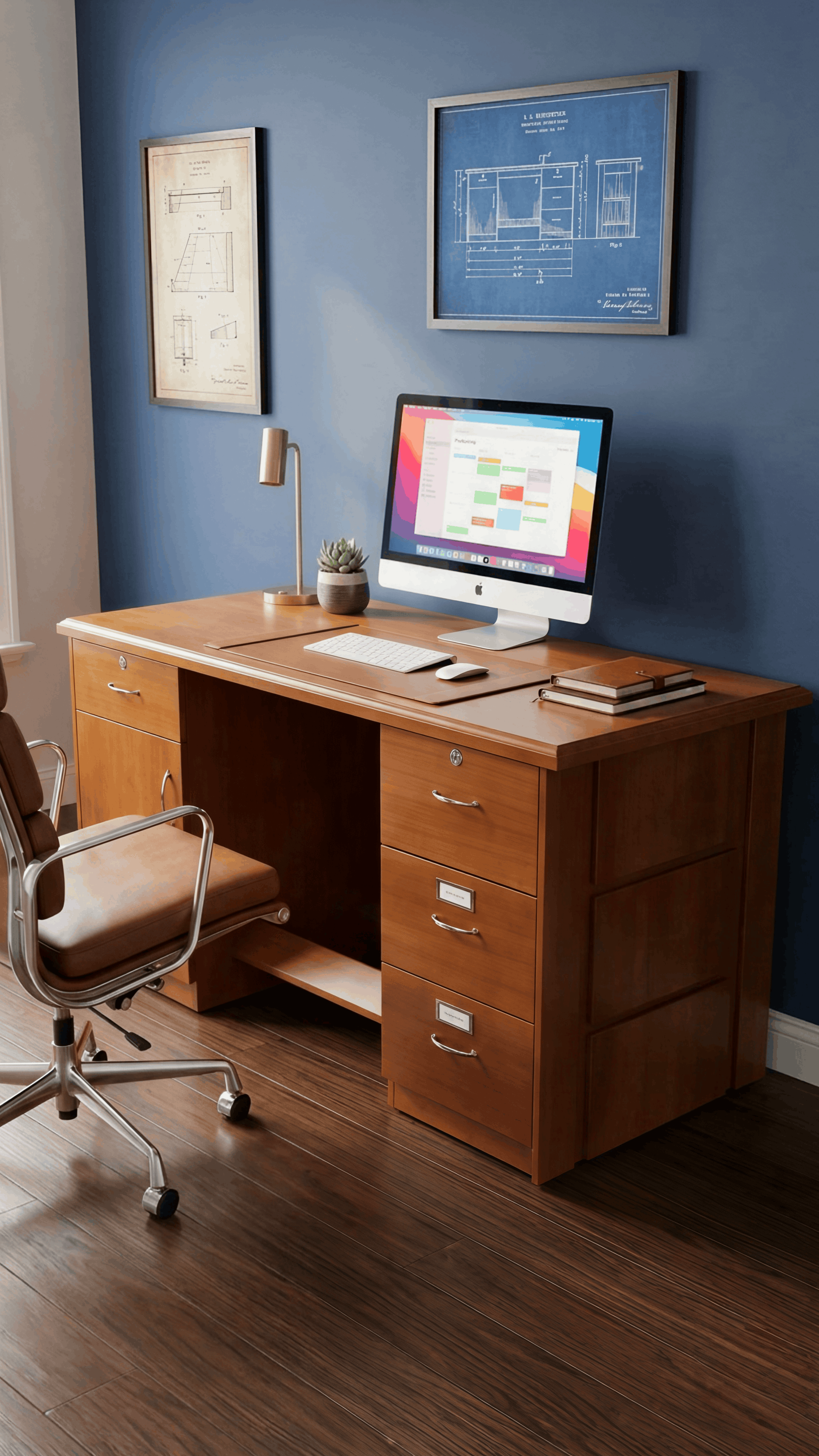 Classic Wooden Executive Study Desk with Dual Storage Pedestals & Lock