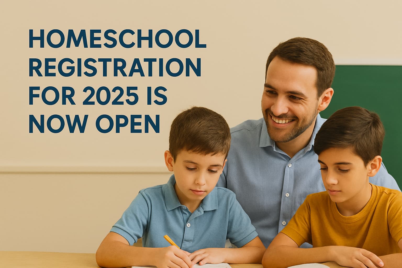 Children learning in a homeschool environment