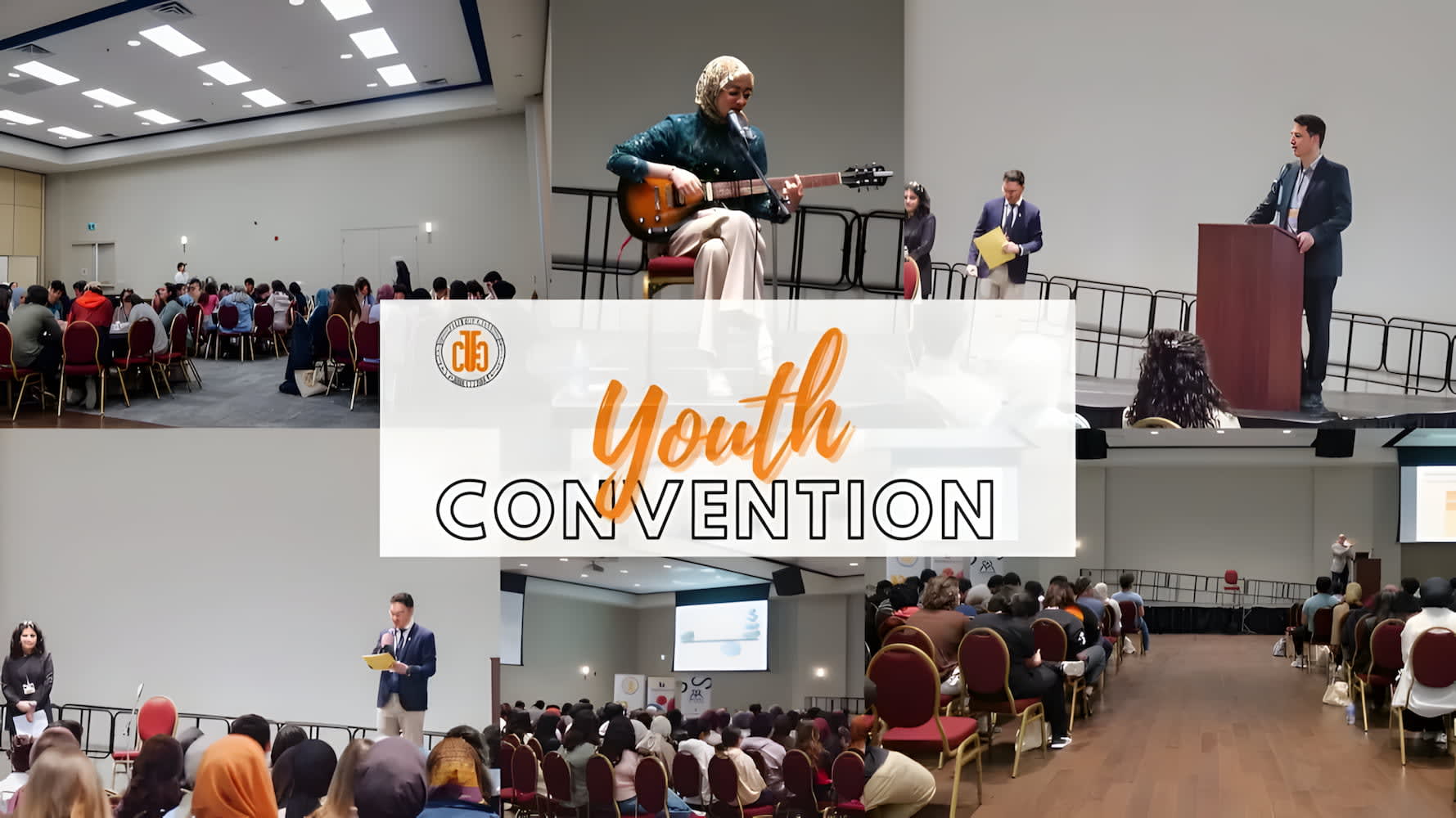 Youth gathered at a convention, listening to a keynote speaker