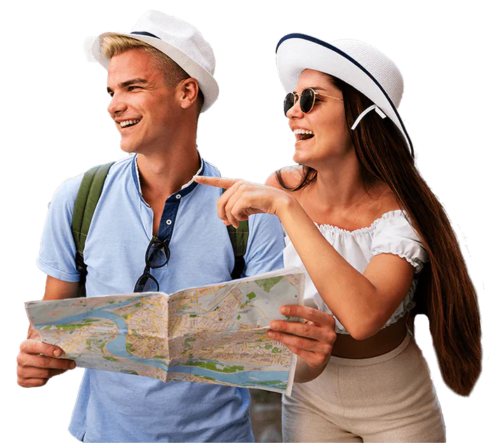 A group of happy travellers on tour in Sri Lanka