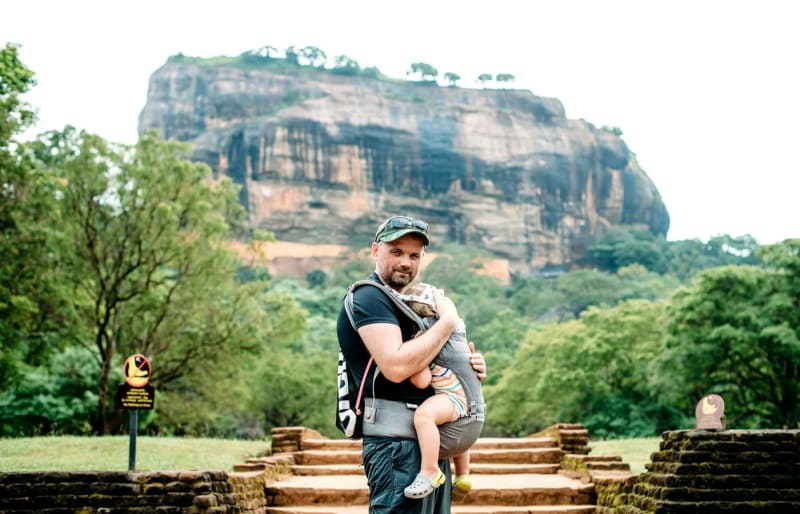 A traveller at the foot of Sigiriya mountain