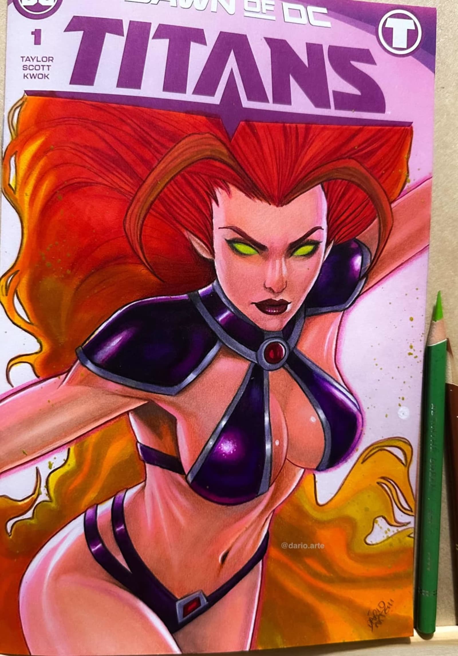 Starfire Original Art on Teen Titans Blank Cover by Dario | Raremarq