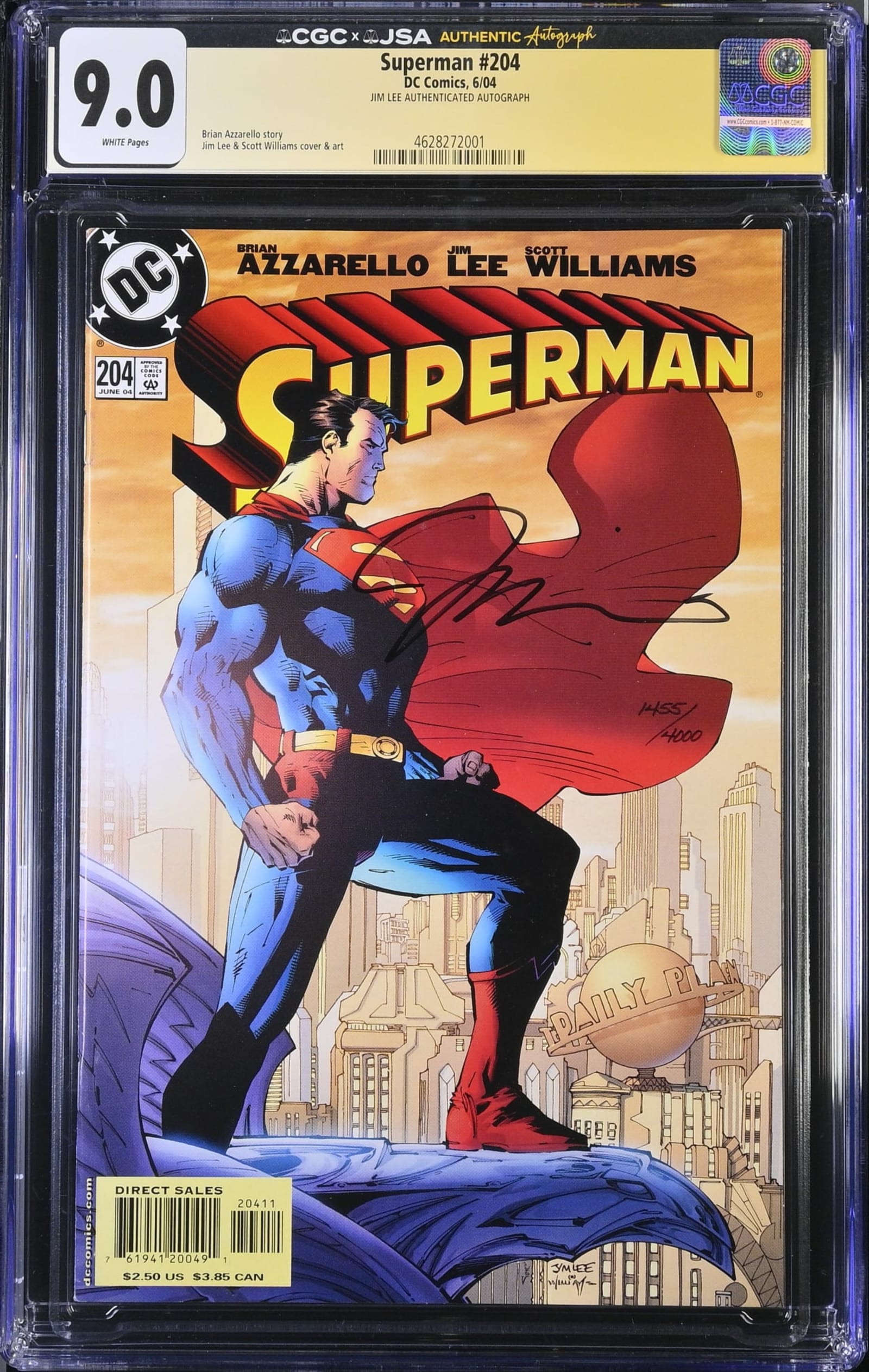 Superman #204 CGC 9.0 Signed by Jim Lee Graded Comics | Raremarq