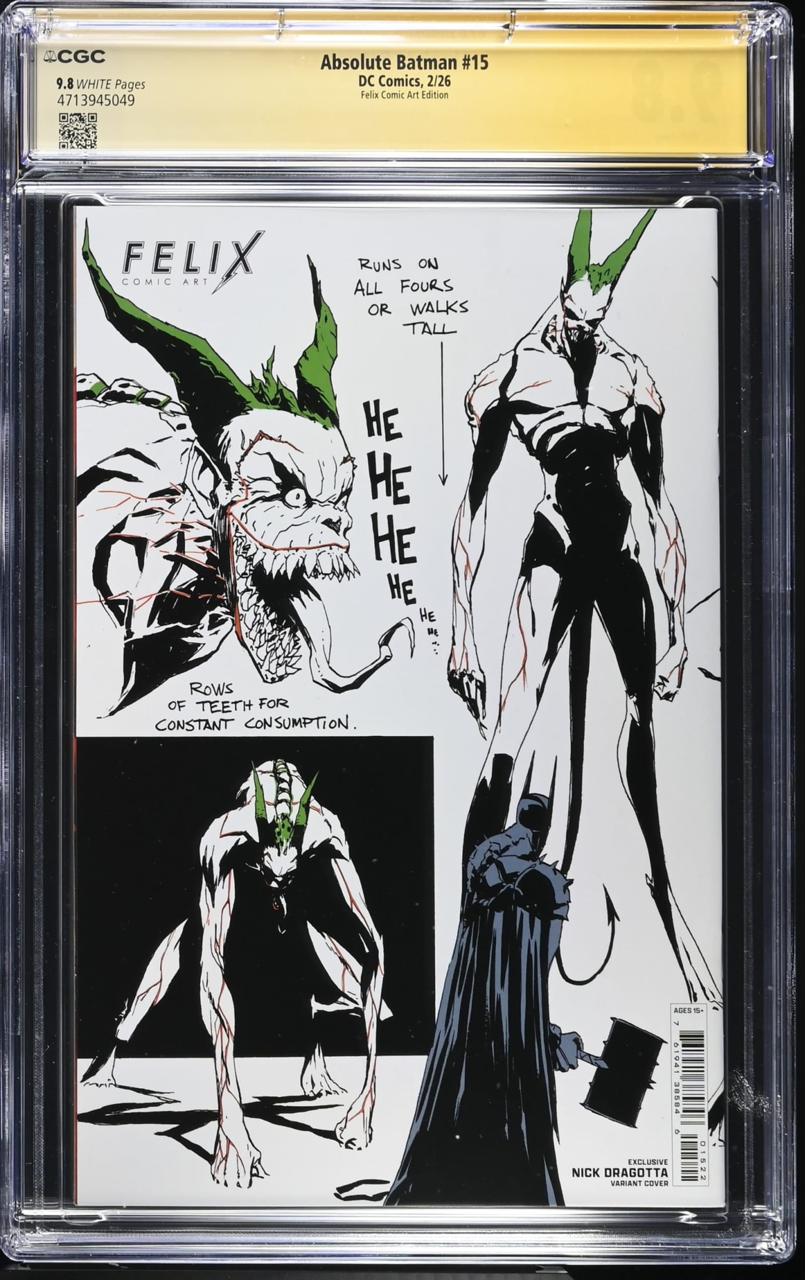 Absolute Batman #15 CGC 9.8 SS, signed by Nick Dragotta | Raremarq