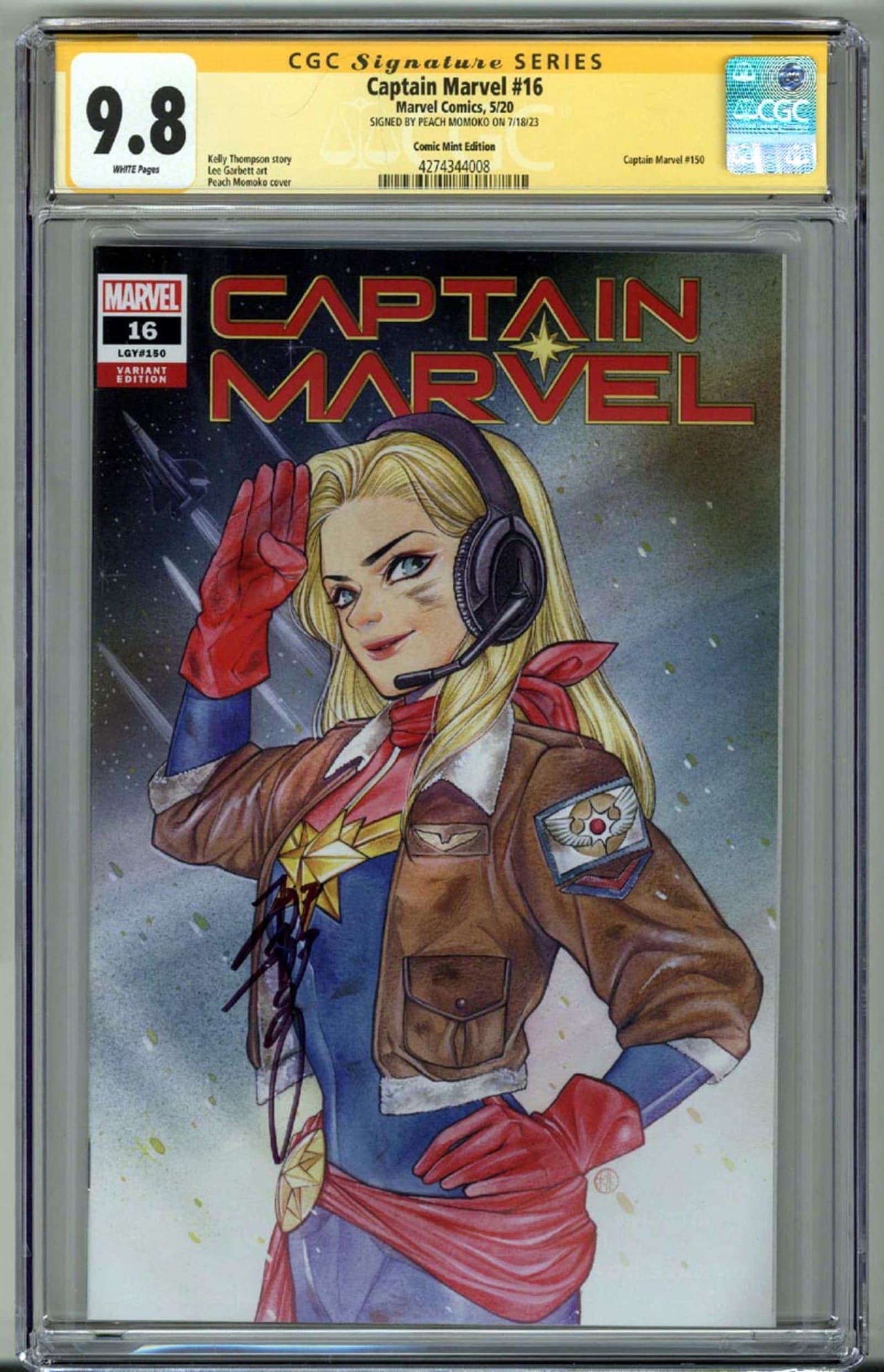 Captain Marvel #16 CGC 9.8 SS, signed by Peach Momoko | Raremarq