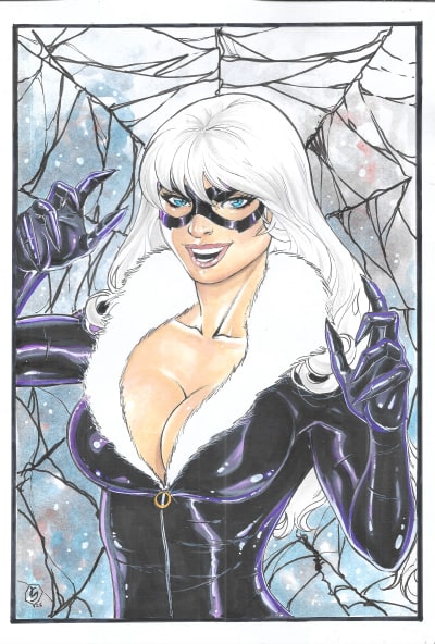 Black Cat original artwork Sketch Covers Auction by RB | Raremarq