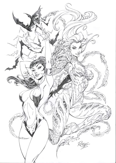 John Royle | Vampirella/ Witchblade #1 published piece of original Cover art | Raremarq