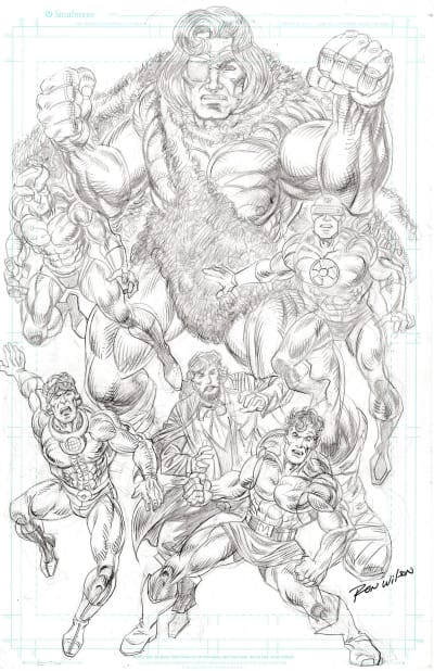 GOLD KEY HEROES PINUP ORIGINAL PENCIL ART SIGNED RON WILSON | Raremarq