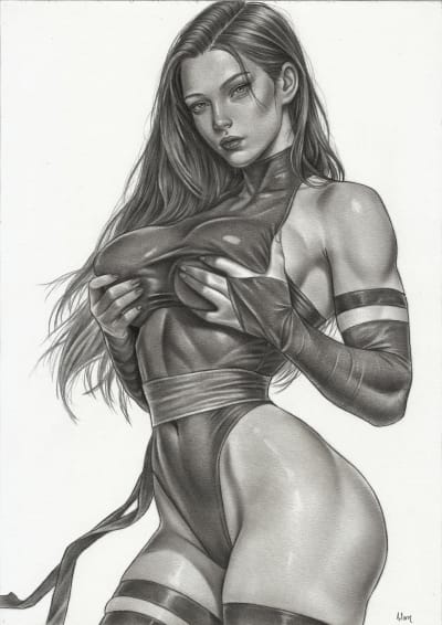 Alan Borges - Psylocke Pencil Illustration