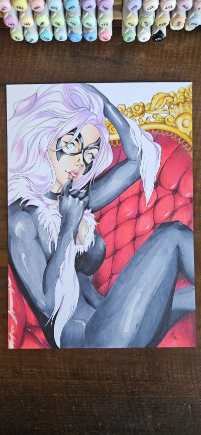 Black Cat By Layne | Sold Original Comic Art | Raremarq