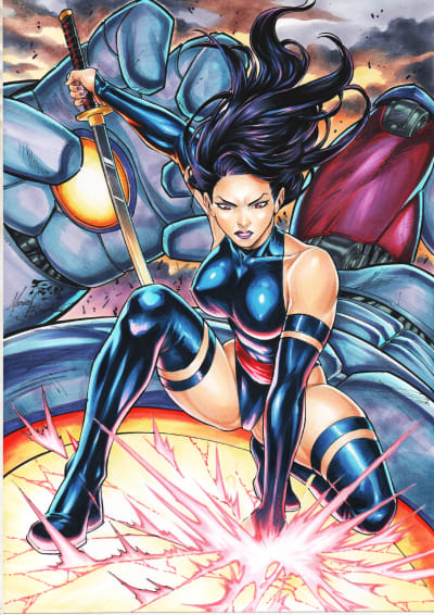 Fred Benes - Psylocke X-Men 9x12 pin-up