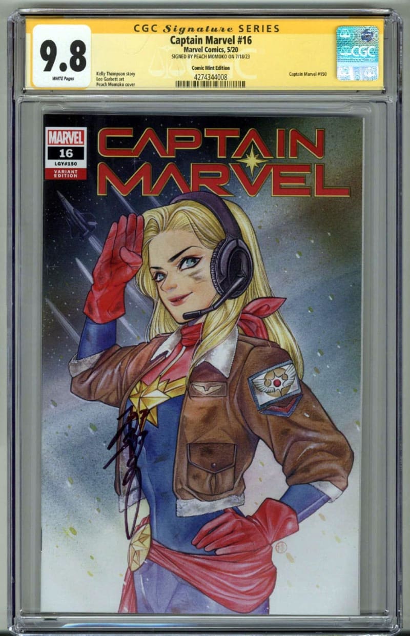 Captain Marvel #16 CGC 9.8 SS, signed by Peach Momoko | Raremarq