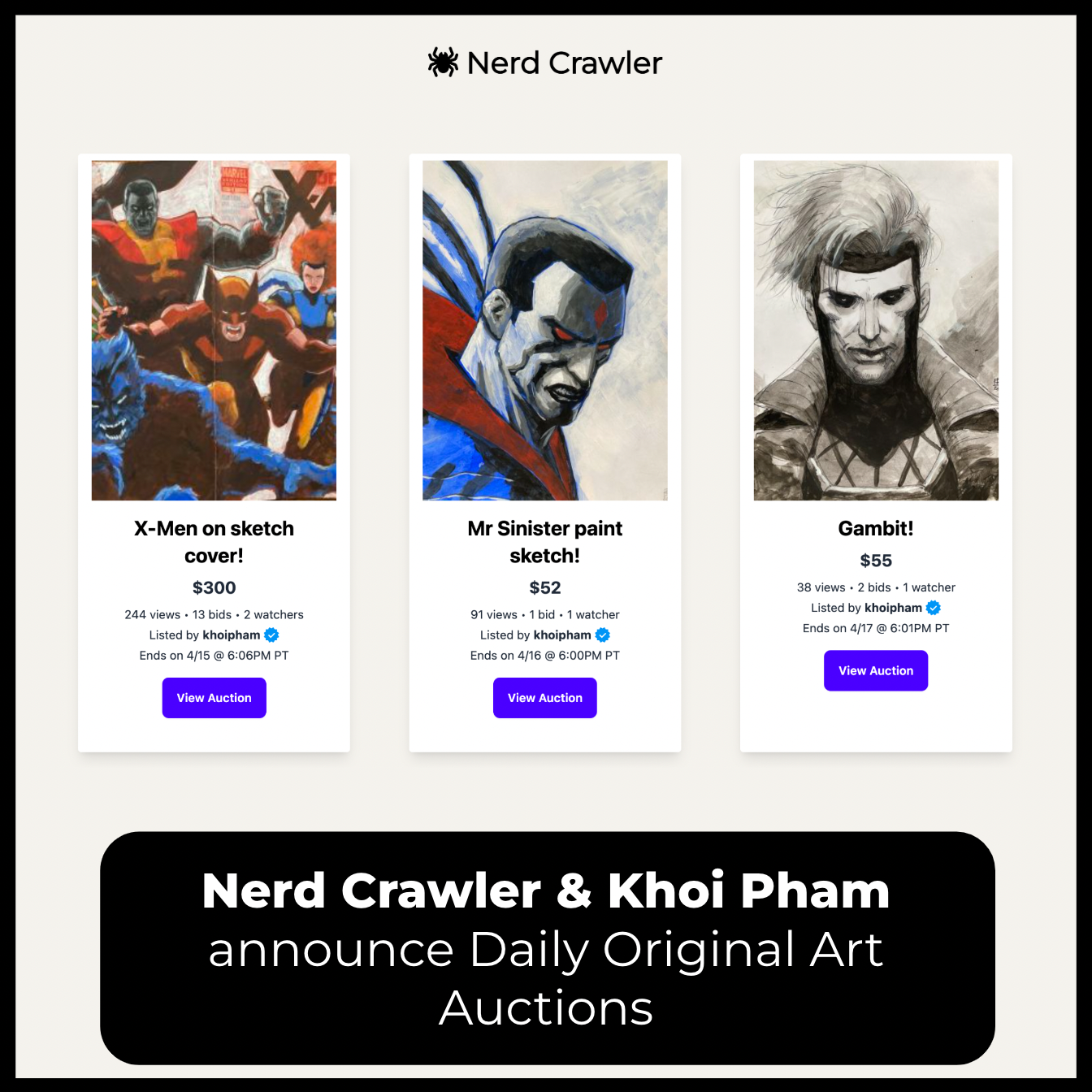 Image for Veteran Comic Artist–Khoi Pham–Announces Daily Original Art Auctions on Nerd Crawler